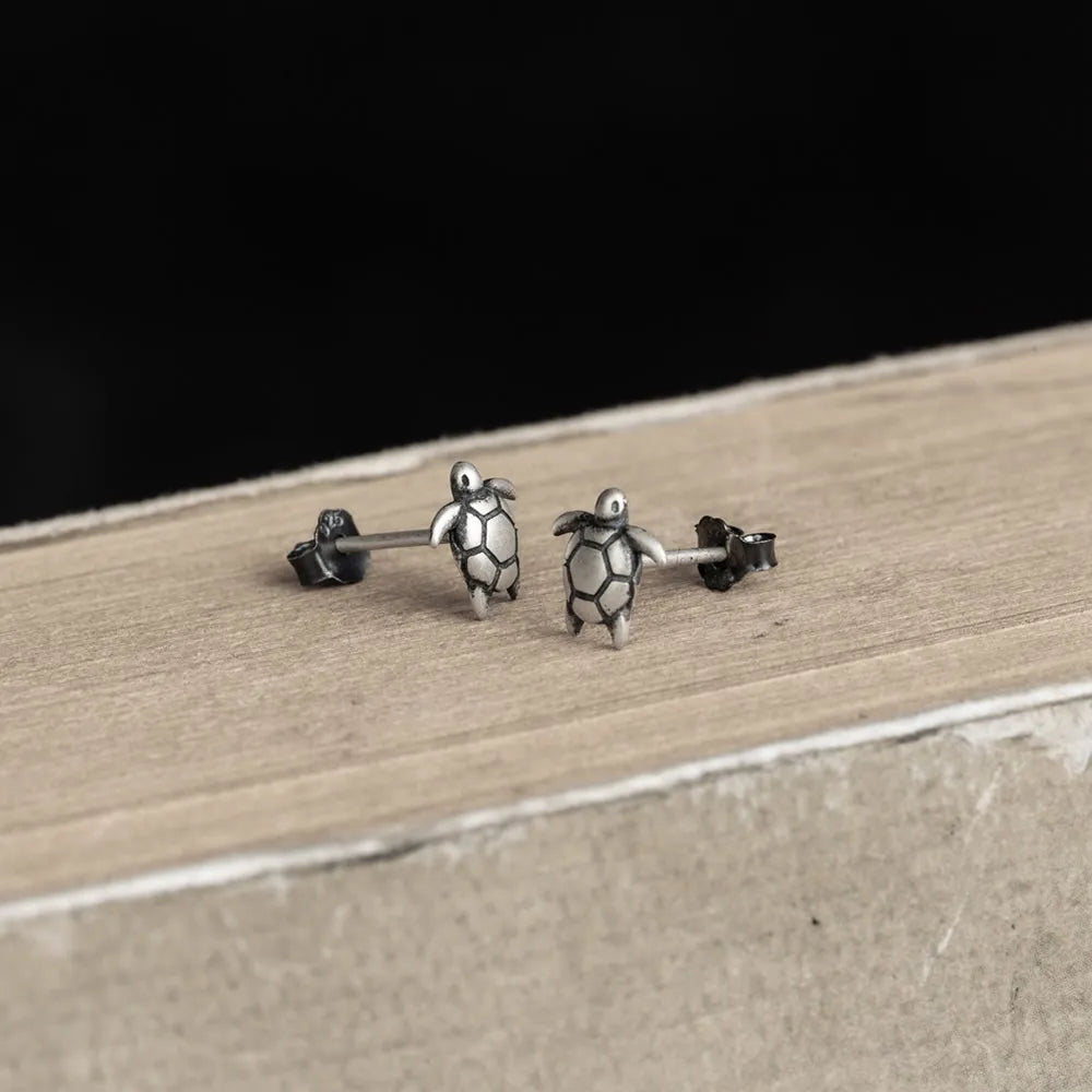 Petite Boucle d'Oreille Tortue Argent Femme